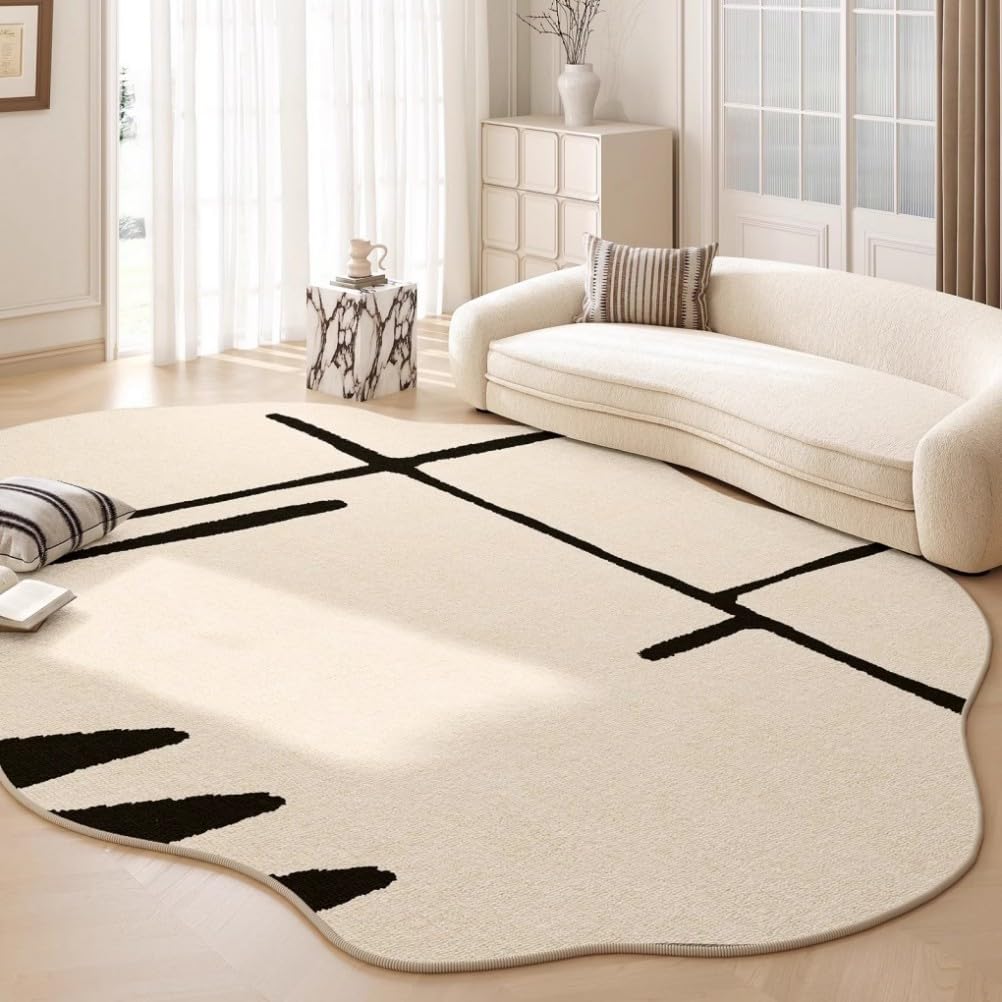 Amazon.com: Black Beige Pattern Odd Shaped Large Area Rug 6x9 Non